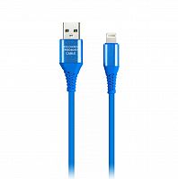 Кабель Smartbuy 8pin  в рез. оплет. Gear, 1м. мет.након., <2А, син.(1/50) (iK-512ERGbox blue)