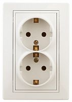 Розетка INTRO 2X2P+E Schuko, 16АХ-250В, скрытой установки, Plano, сл.кость (1/10/100/1200) (Б0027616)