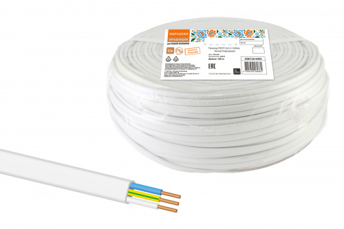 Провод НАРОДНЫЙ ПУСП 3х1,5 (100м), белый (SQ0126-0004) Провод НАРОДНЫЙ ПУСП 3х1,5 (100м), белый (SQ0126-0004)