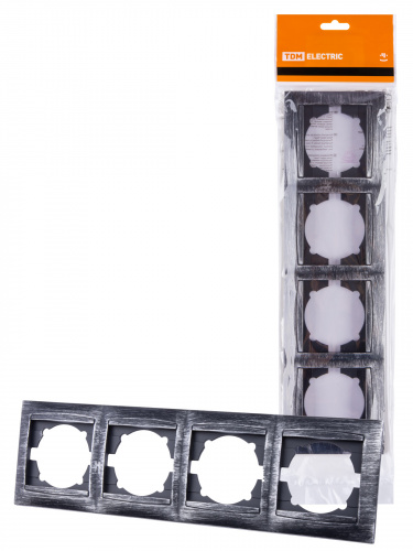 Рамка 4-х постовая горизонтальная старинное серебро с/у, "Лама" TDM (12/144) (SQ1815-0682)