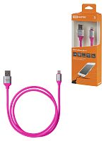 Дата-кабель TDM ДК 21, USB - Lightning, 1 м, силиконовая оплетка, розовый, (1/200) (SQ1810-0321)