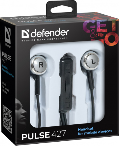 Наушники внутриканальные DEFENDER Pulse-427, вакуумная., шнур 1.2 м, черные (1/160) (63427) фото 5