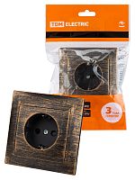 Розетка 2П+З 16А 250В с защ. шт. старинная бронза с/у, "Лама" (1/10) TDM (SQ1815-0752)