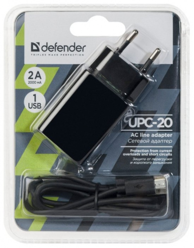 Блок питания сетевой 1 USB DEFENDER UPC-11, черный, 5V/2.1А, кабель micro-USB (1/50) (83556) фото 2