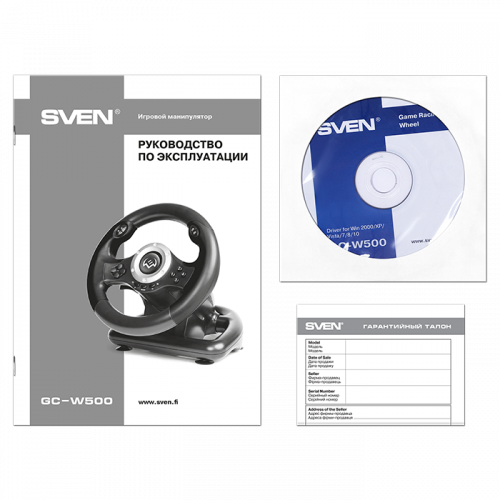 Игровой руль SVEN GC-W500 (педали, вибро, скоба, лепестки, D-pad, 10 кл, резин. вставки, PC/Xinput) (1/4) (SV-017989) фото 4