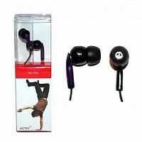 Наушники ACTIV Hip Hop ACT-221-1i, чёрные, капельки, шнур 1.2 м. (1/200) (17510)