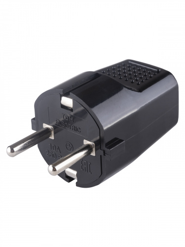 Вилка прямая с/з черная c перфорацией 10А 250В TDM (30/450) (SQ1806-0198) фото 5 Вилка прямая с/з черная c перфорацией 10А 250В TDM (30/450) (SQ1806-0198) фото 5