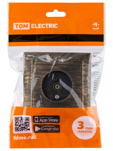 Розетка телевизионная простая (0-2400МГц, "мама") старинная бронза с/у, "Лама" (1/10) TDM (SQ1815-0758) фото 2 Розетка телевизионная простая (0-2400МГц, "мама") старинная бронза с/у, "Лама" (1/10) TDM (SQ1815-0758) фото 2