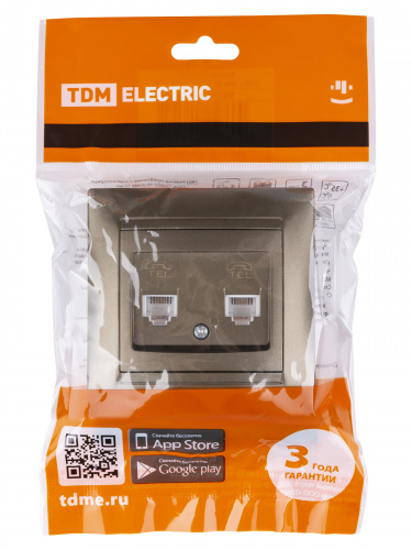 Розетка двойная телефонная RJ11 бронза , с/у, "Лама" (10/120) TDM (SQ1815-0718) фото 2 Розетка двойная телефонная RJ11 бронза , с/у, "Лама" (10/120) TDM (SQ1815-0718) фото 2