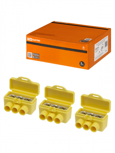 Клемма винтовая изолированная КВИ-3 для Al и Cu проводов (6,0мм2) желтая TDM (30/720) (SQ0510-0605)