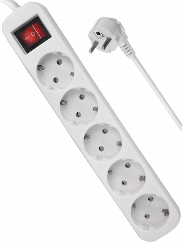 Удлинитель DEFENDER S530, 5 розеток, ПВС 3*1,0 мм2, мощность 2200 Вт, ток 10А, белый, с/з, выключатель, 3,0 м (1/30) (99242) фото 4