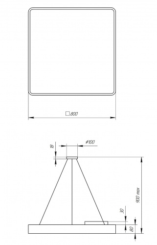 Светильник светодиодный ЭРА Geometria Quadro SPO-164-B-40K-110 110Вт 4000К 17300Лм IP40 800*800*80 черный подвесной (Б0050589) фото 2