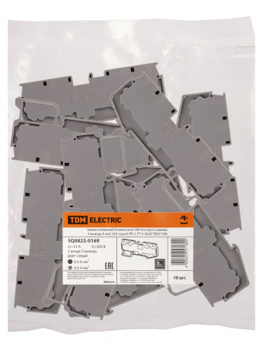 Зажим клеммный безвинтовой ЗКБ быстрого зажима 4 вывода 4 мм2 32А серый (Ph-C PT 4-QUATTRO) TDM (10/300) (SQ0822-0169) фото 2