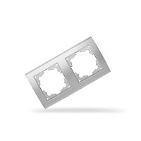 Рамка двухместная горизонтальная "UNIVersal" серия "Бриллиант" серебро (еврослот) (1/10/400) (7949711)