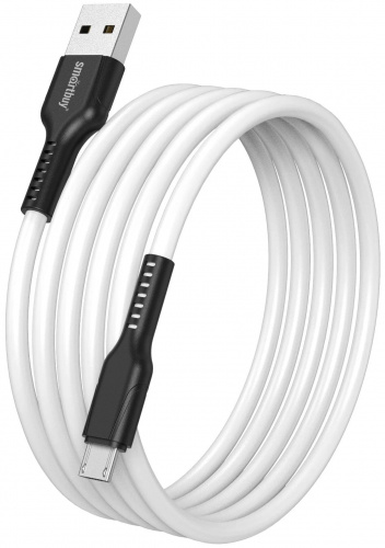 Кабель для зарядки и передачи данных S21 MicroUSB белый, 2.4 А, сил., 1 м, Smartbuy (iK-12-S21bw)