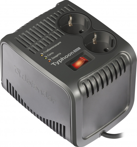 Стабилизатор DEFENDER AVR Typhoon 600, 200 Вт, 2 розетки (1/4) (99032) фото 3