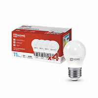 Лампа светодиодная IN HOME ШАР-VC 4PACK 11Вт 230В Е27 6500К 1050Лм (4шт./упак) (1/25) (4690612047898)