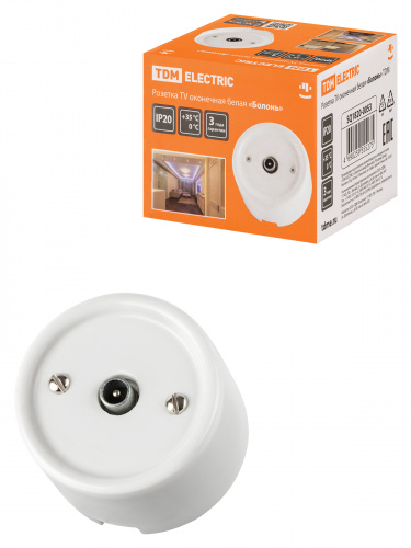 Розетка TDM TV оконечная белая «Болонь» (1/72) (SQ1820-0053)