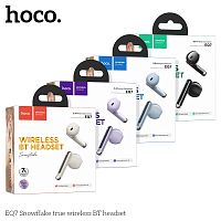 Наушники внутриканальные HOCO EQ7 Snowflake, пластик, bluetooth 5.3, микрофон, цвет: белый (1/14/140) (6942007617734)