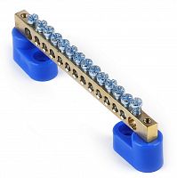 Шина "N" нулевая (латунь) SMARTBUY 6х9мм на двух угл. изоляторах 14 групп (1/500) (SBE-bc-14-2i)