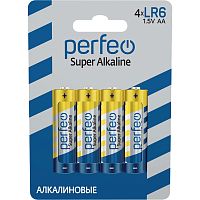 Элемент питания Perfeo LR6/4BL Super Alkaline (4/120/480) (PF LR6/4BL)