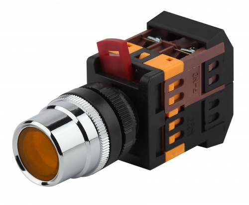 Кнопка управления ЭРА BBT10-ABLF-K05E ABLF-22 желтый d22мм неон 240В 1з+1р (1/400) (Б0045649)