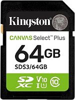 Карта памяти SDXC  64GB  Kingston Class 10 UHS-I U1 V10 Canvas Select Plus (100 Mb/s) (SDS3/64GB)
