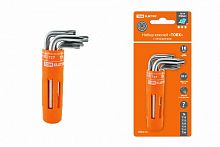 Набор ключей "TORX" с отверстием 7 шт: T9-T30 (круглый держатель в блистере), CR-V сталь "Алмаз" TDM (1/144) (SQ1021-0101)