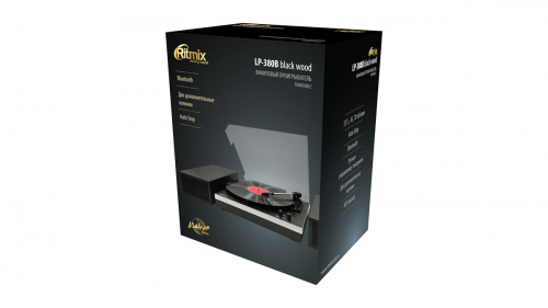 Виниловый проигрыватель RITMIX LP-380B Black wood с Bluetooth, две полнодиапазонные колонки, гнездо USB, RCA стерео аудио, черный (1/1) (80001179) фото 2
