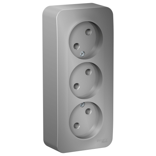 Розетка 3-м О/У BLANCA 16А IP20 250В без заземл. без защ. шторок с изолир. пластиной алюм. Systeme Electric BLNRA000313 (1/6/12)