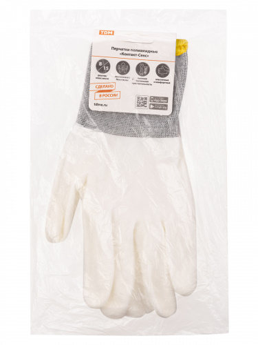 Перчатки полиамидные "Контакт-Сенс", полиуретановое покрытие, 8, 15 кл., 27-28 г, 1 пара, TDM (1/250) (SQ1016-0311) фото 2