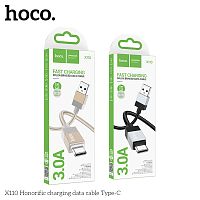 Кабель USB - Type-C HOCO X110 Honorific, 1.0м, нейлон, 3.0А, цвет: чёрный (1/31/310) (6942007646802)