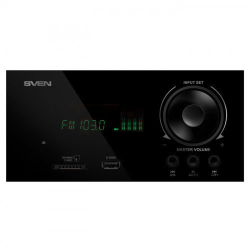 Акустическая система 5.1 SVEN HT-210, чёрный, мощность (RMS):50Вт+5x15Вт, Bluetooth, Optical, Coaxial, FM-тюнер, USB/SD, дисплей, ПДУ (SV-014124) фото 3
