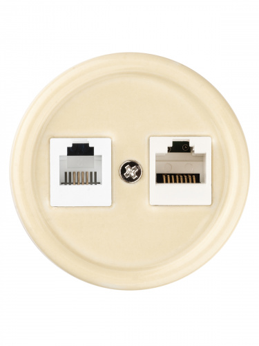 Розетка TDM телефонная RJ11 + компьютерная RJ45 сл. кость «Болонь» (1/72) (SQ1820-0352) фото 5