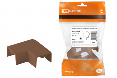 Поворот на 90 гр. КМП 16х16 бук (цена за уп. 4шт./комп.) TDM (1/25/250) (SQ0411-0341)
