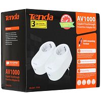 Набор PowerLine адаптеров Tenda PH6, AV1000 со встроенной розеткой. GE порт; совместимость с Home Plug AV2