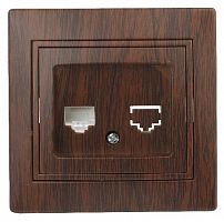 Розетка INTRO информационная RJ45, скрытой установки, Plano, венге (1/10/200/2400) (Б0030088)