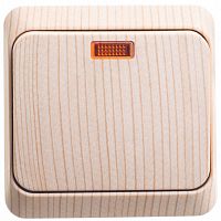 Выключатель 1-кл. О/У ЭТЮД Дача 10А IP20 с подсветкой сосна Systeme Electric BA10-005D (1/25/200)