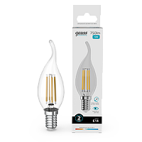 Лампа светодиодная Gauss Filament Elementary Свеча на ветру 12W 750lm 4100К Е14 1/10/100 (42122)
