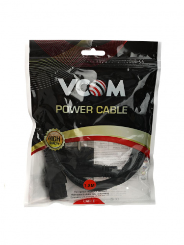 Кабель VCOM компьютер-розетка 220V (EURO) <VDE> 3G*0.75 мм., чёрный, 1.8 м. (1/50) (CE021-CU0.75-1.8M) фото 3
