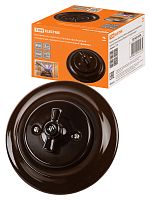 Выключатель скрытой установки фарфоровый поворотный перекрёстный с ручкой (бантик) 10А коричневый «Болонь» TDM (SQ1820-0418)