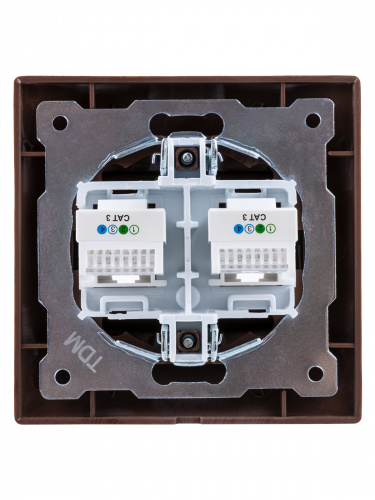 Розетка двойная телефонная RJ11 венге , с/у, "Лама" (10/120) TDM (SQ1815-0418) фото 3 Розетка двойная телефонная RJ11 венге , с/у, "Лама" (10/120) TDM (SQ1815-0418) фото 3
