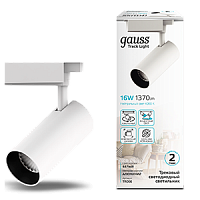 Светильник GAUSS трековый светодиодный цилиндр 16W 1390lm 4000K 180-240V IP20 65*210мм белый угол 24º 1/40 (TR066)