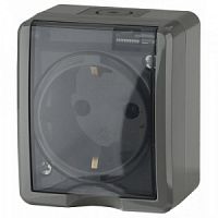 Розетка ЭРА, серии ЭРА Эксперт, 2P+E IP54, шторки, 16АХ-250В, ОУ, серый (1/16/160/2560)