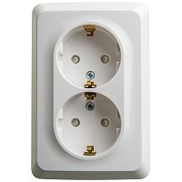 Розетка угловая 2-м О/У ЭТЮД 16А IP20 250В с заземл. защ. шторки бел. Systeme Electric PA16-108B (1/8/64)