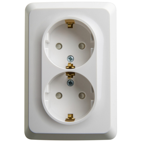 Розетка угловая 2-м О/У ЭТЮД 16А IP20 250В с заземл. защ. шторки бел. Systeme Electric PA16-108B (1/8/64)