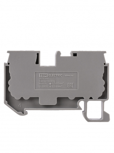 Зажим клеммный безвинтовой ЗКБ быстрого зажима 6 мм2 40А серый (Ph-C PT 6) TDM (10/320) (SQ0822-0171) фото 5