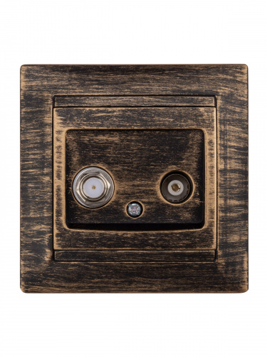 Розетка TV ("мама") + SAT (F-разъем) 0-2400МГц старинная бронза с/у, "Лама" (1/10) TDM (SQ1815-0761) фото 4 Розетка TV ("мама") + SAT (F-разъем) 0-2400МГц старинная бронза с/у, "Лама" (1/10) TDM (SQ1815-0761) фото 4