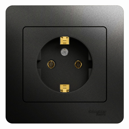 Розетка 1-м С/У GLOSSA 16А IP20 с заземл. в сборе антрацит Systeme Electric GSL000742 (1/15/90)