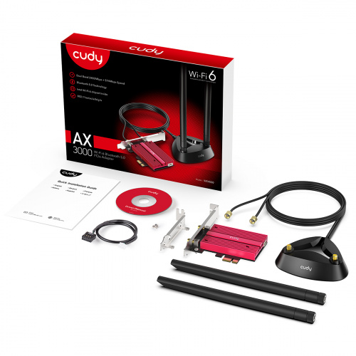 Беспроводной адаптер CUDY WE4000 PCI-E 5400 Мбит/с Wi-Fi 6 / Bluetooth 5.2 (1/30) фото 2